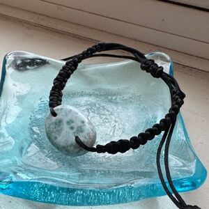 Handmade Black Macrame Bracelet with Larimar stone